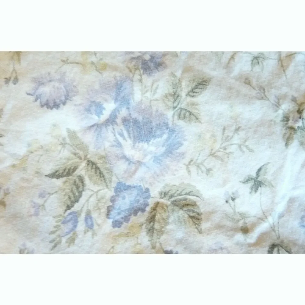 Vintage Laura Ashley Cottage Core Floral Sheet Flat Full Pastel Purple Khaki EUC